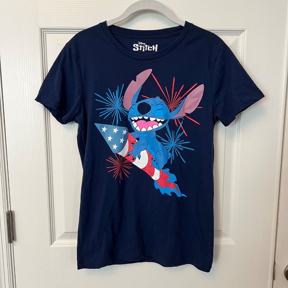 Disney Lilo & Stitch Women's Navy Ignite The Fireworks T-shirt Size S (34/36) - Picture 1 of 3